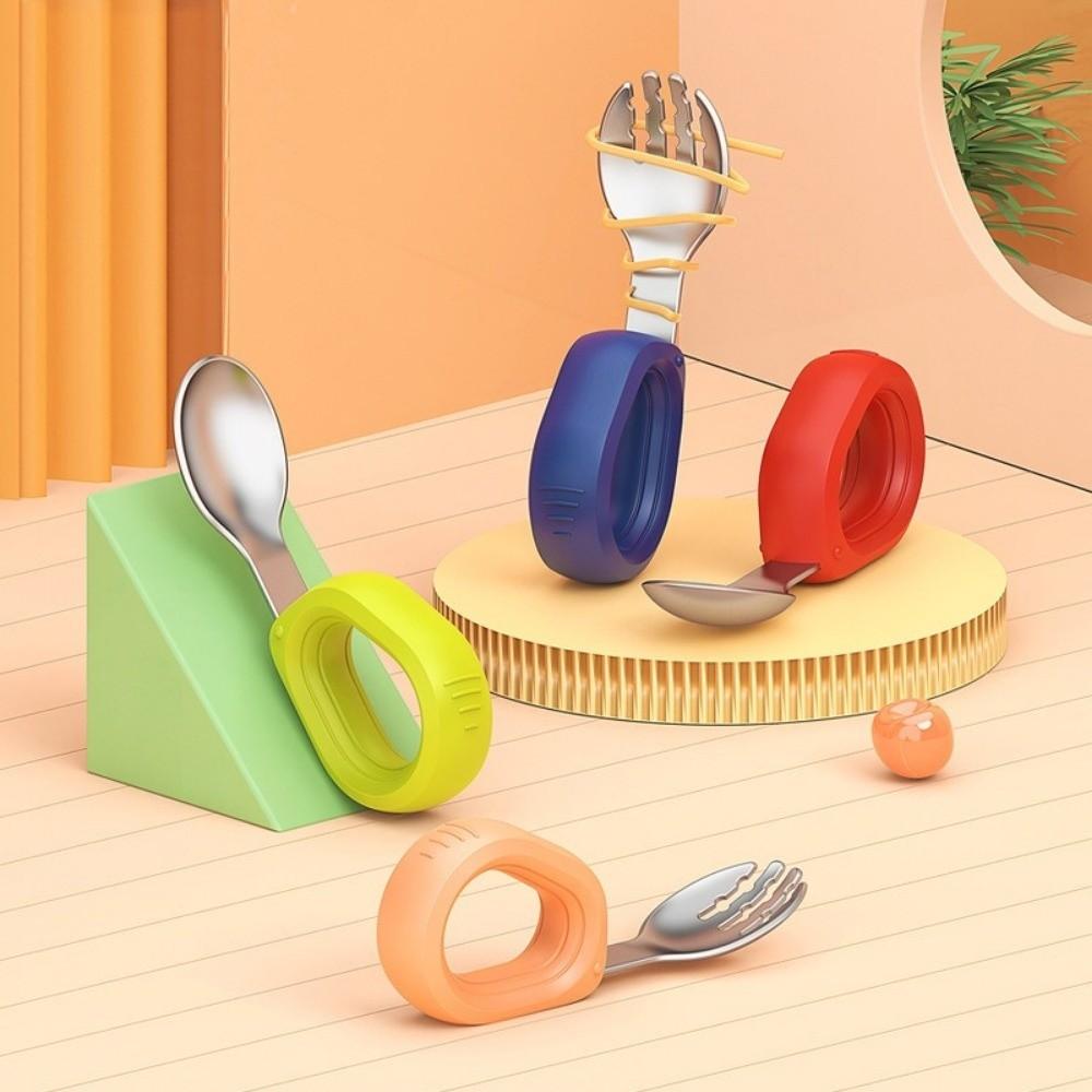 Anti-slip Baby Silicone Spoon Set Anti-Choke Design Toddler Cutlery Kit  Baby Feeding