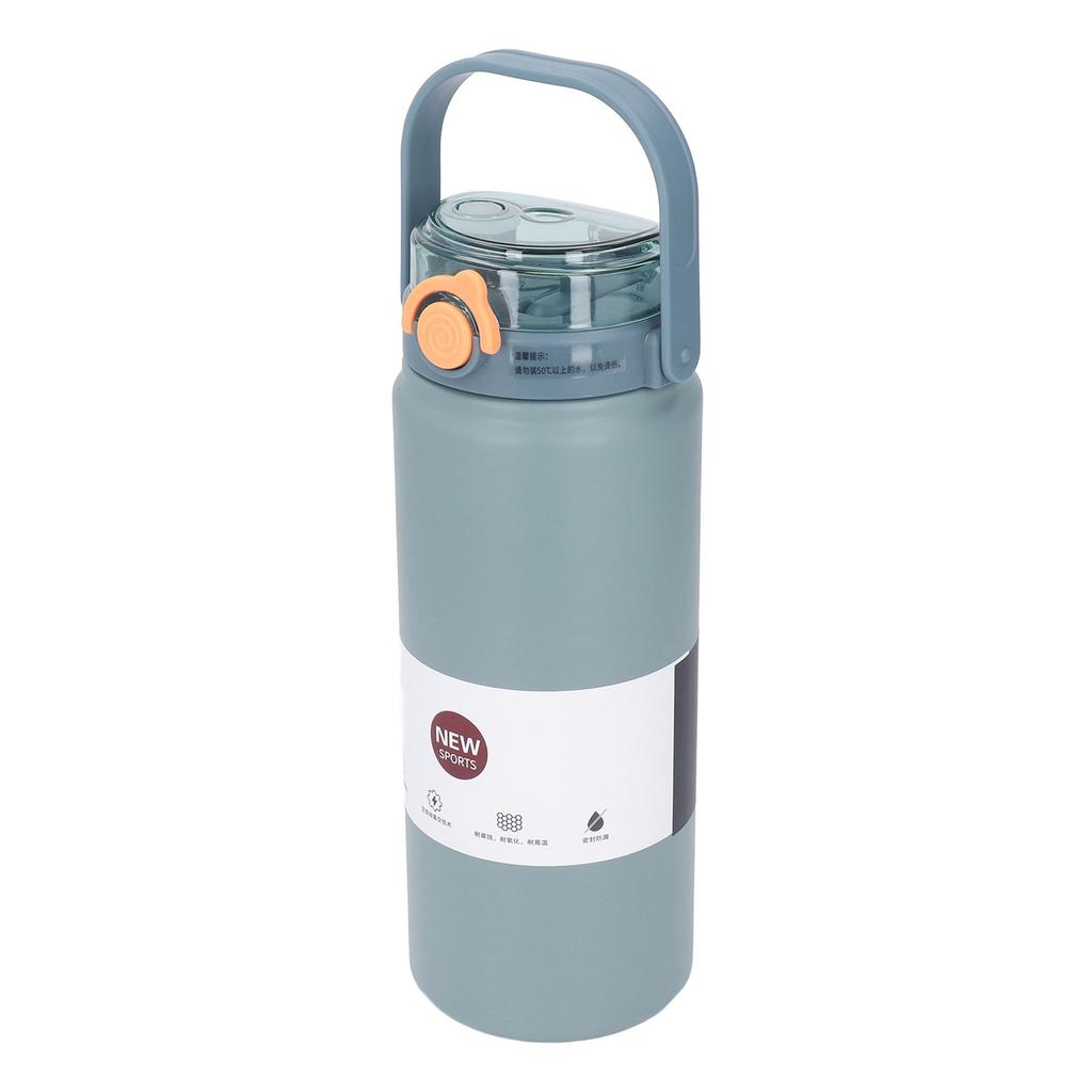 1200ml Izolovaná láhev se slámkou Modrá Nerezová ocel Rovné tělo Termohrnek pro sport Cestování