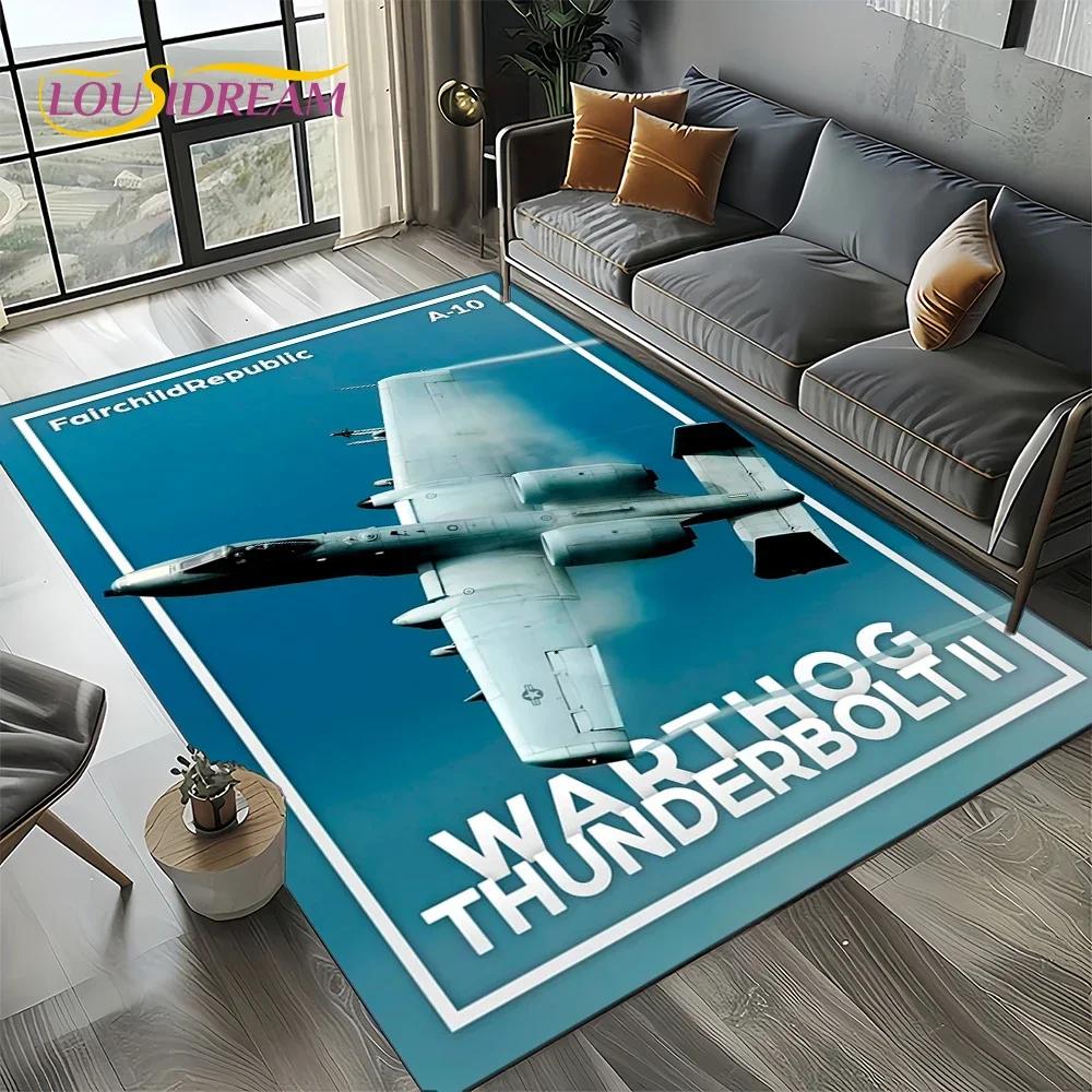 Cartoon 3D Space Spitfire Aircraft Air Force Jet Fighter Carpet Rug for Living Room Bedroom Sofa Decoration,Non-slip Floor Mat
