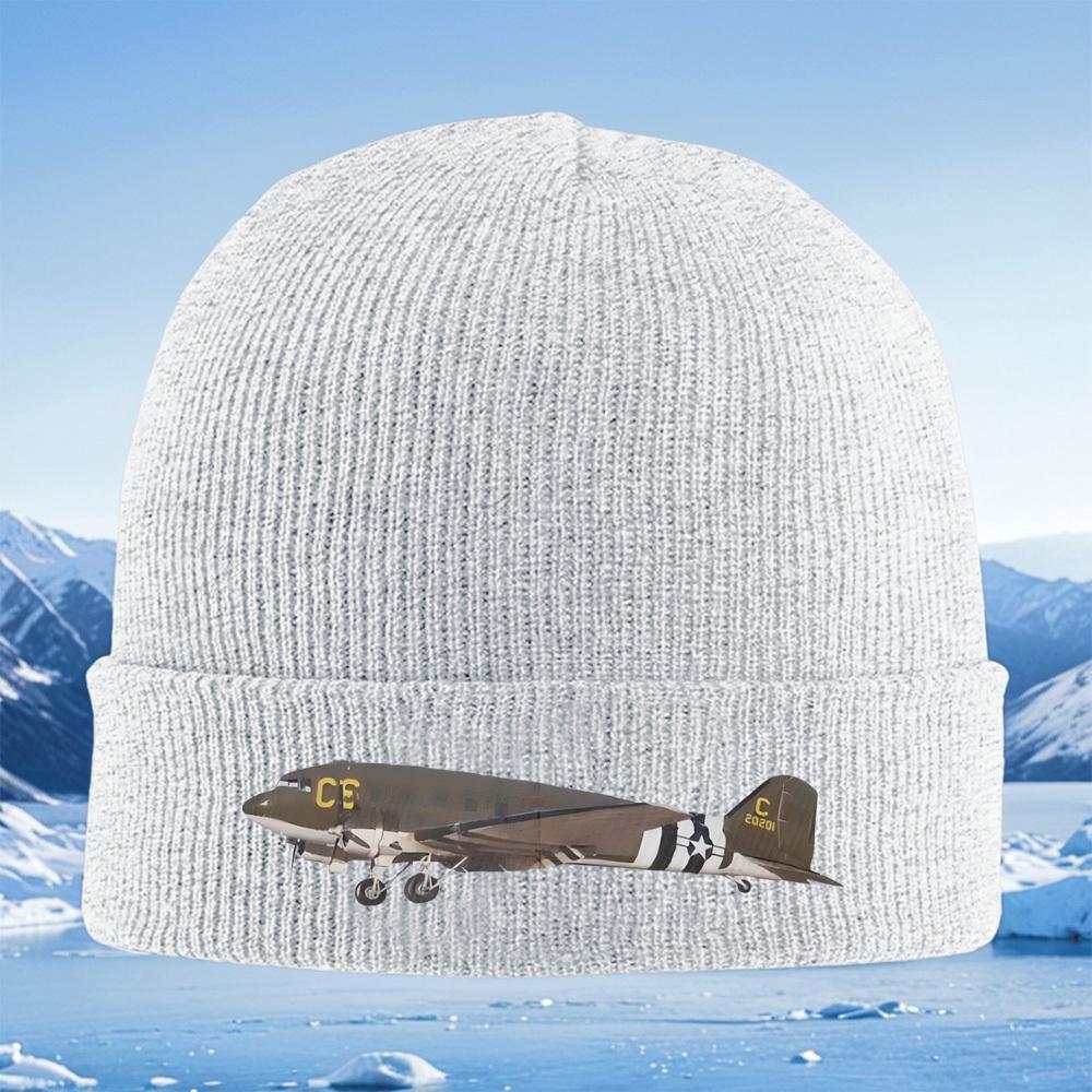 White stars black stripes plane Men Women Unisex Knitted Hat Beanie Pullover Cap Winter Thermal Warm Christmas Outdoor Cycling H
