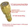 R32 R454B Refrigerant Brass Adapter with Hex Wrench Slot, 1/4" Female to 1/4" Male Reverse Thread Fitting for R32/R454B Mini Split Systems, Vacuum