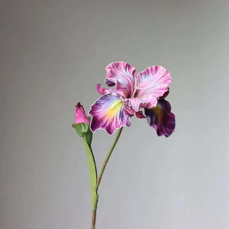 5Pcs/Lot 3D Printed Artifiical Iris Flower Wedding Decoration Floral Party Table Flower Arrangement Home Decor Fake Flowers Iris