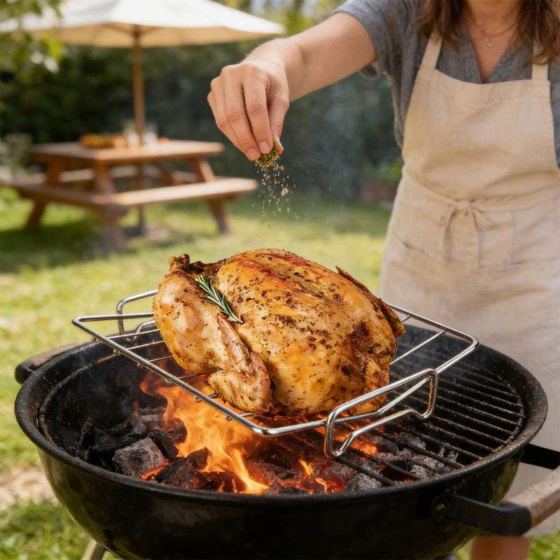 Durable Stainless Steels Grills Rack Outdoor Cooking Corrosions Resistant Promotes Healthier Meals Draining Greases