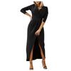Women's Color Sexy V-Neck Dress Dress Long Sleeve Slit Waist Dress