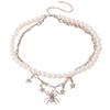 Pearl Layer Necklaces Link Chain Choker Unique Bat Star Pendant Clavicle Chain Personality Fringe Necklace for Women