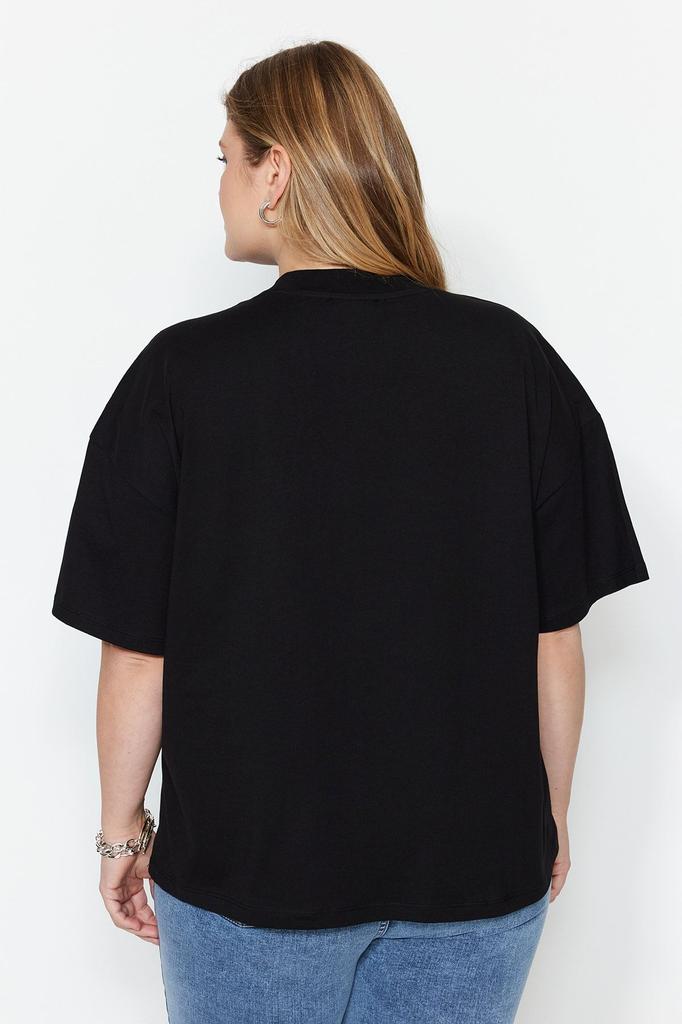 Tricou de bază tricotat de bază cu guler cu guler, stil de damă, albastru marin