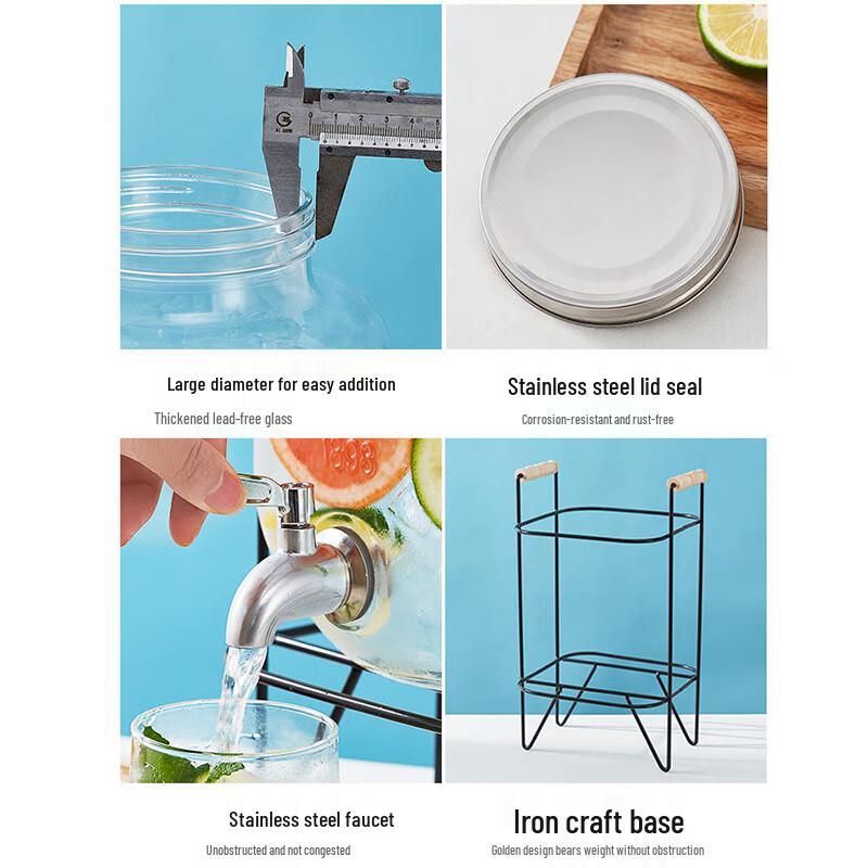 8L Glas-Getränkespender mit Metallständer