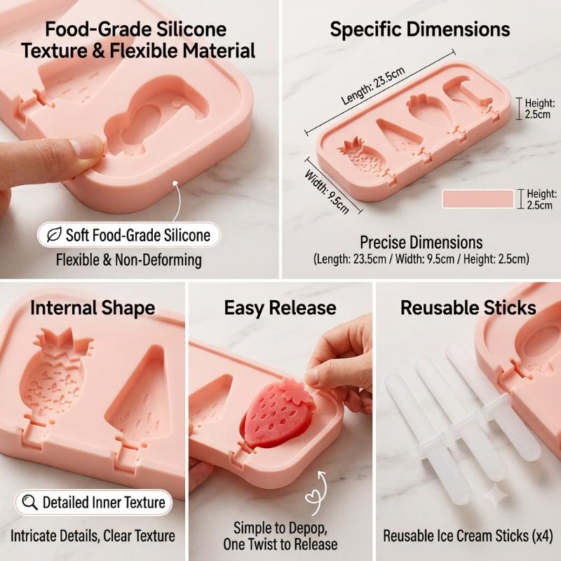 Food Grade Silicone Popsicle Molds Cute Fun Shapes Non Stick Design For Homemade Summer Treats For Kids Family