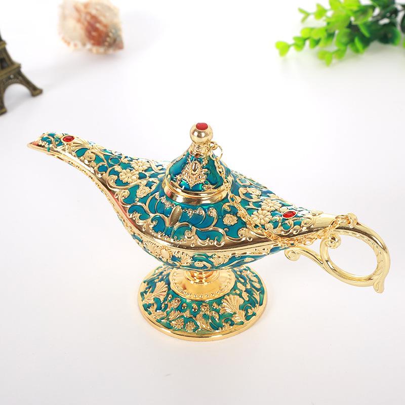 Large Aladdin's Wishing Lamp Figurine - Metal Home Decor and Gift