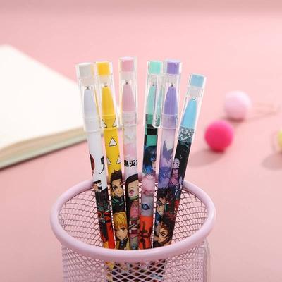 6 Pcs Anime Demon Slayer Kimetsu No Yaiba Kamado Tanjirou Cute Blue Ink Neutral Erasable Pen Kawaii Gel Pen Kids Stationery Gift
