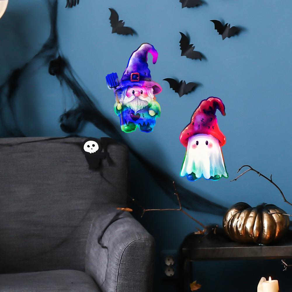 Halloween Colorful Laser Ghost Dwarf Glass Window Home Festival Decoration Stickers