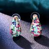 Elegant Full Colored Synthetic Zirconia Inlaid Stud Earrings Women's Exquisite Banquet Daily Versatile Jewelry Accessories Gifts