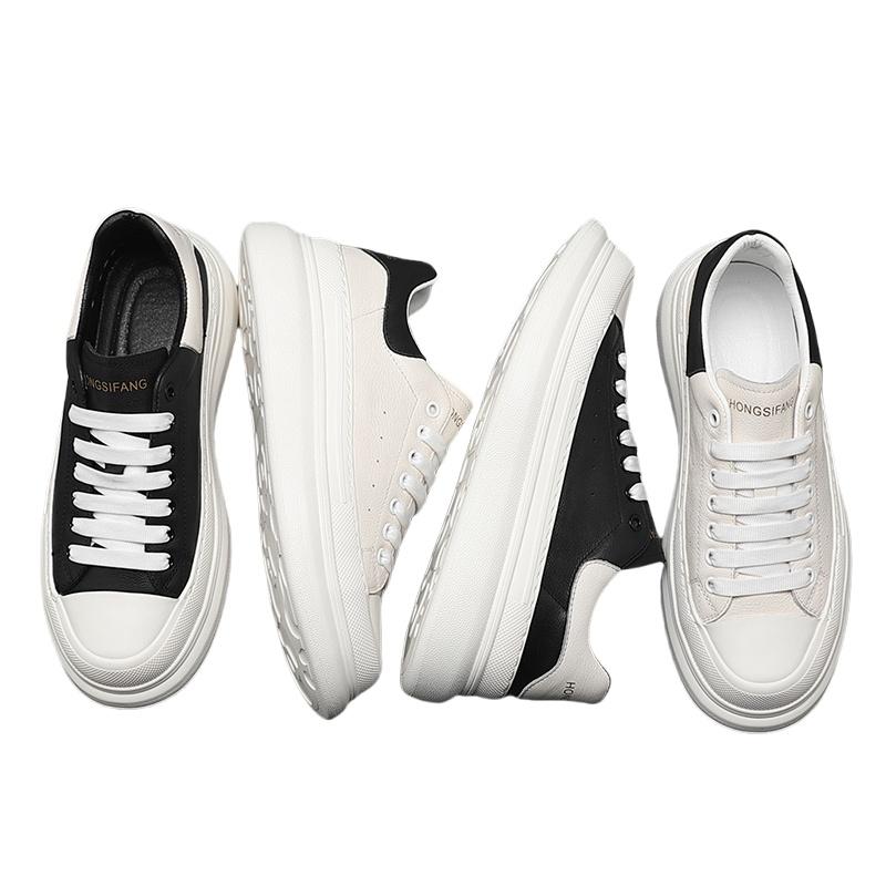 Lift Shoes Elevator Sneakers Chunky Unisex Height Increase 6cm White Sneakers Plus Size 38-44
