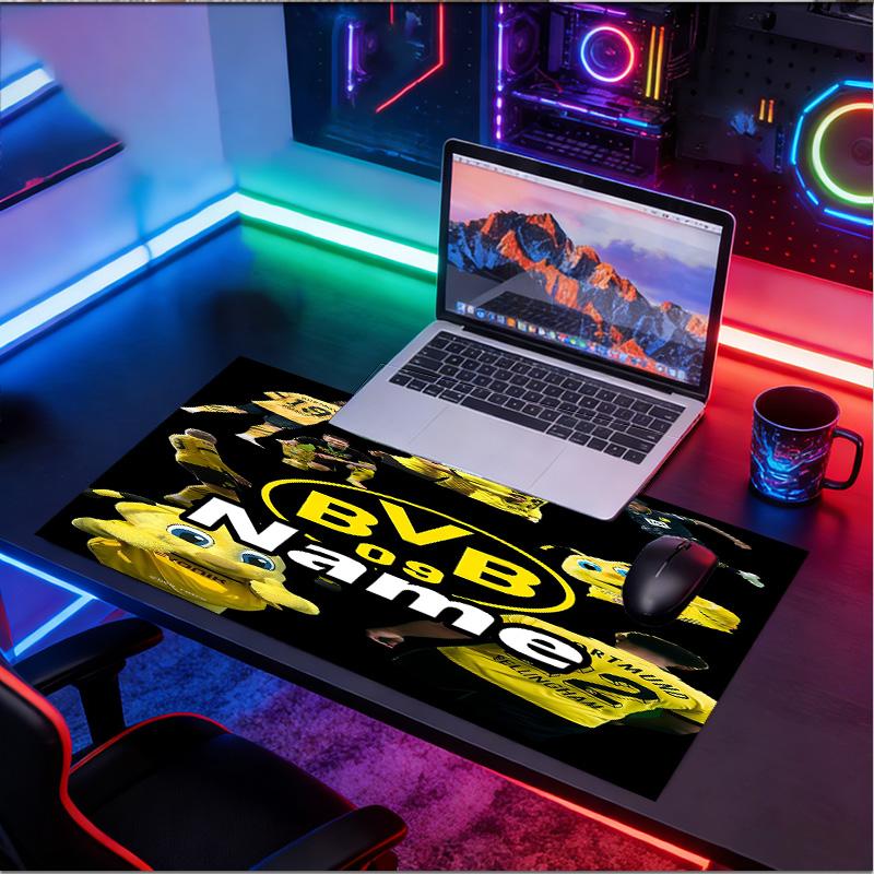 Custom Name Personalized Borussia Dortmund Pattern Mousepad, Laptop PC Desk Mat, Decorative Desk Mat for Home Keyboard Pad Gift