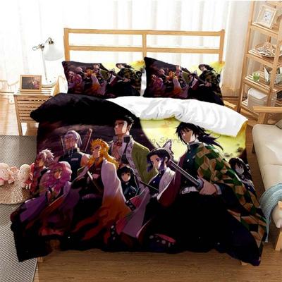 Conjunto de cama anime demon slayer, roupa de cama japonesa de desenho animado, 200x220, adolescentes, meninas, solteiro, queen, king, capa de edredom completa