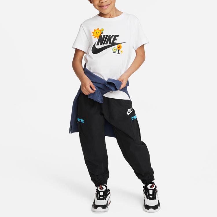 Nike Time To Win Letter Logo Print Round Neck Short Sleeve T-Shirt Kids Tops White FQ3660-100