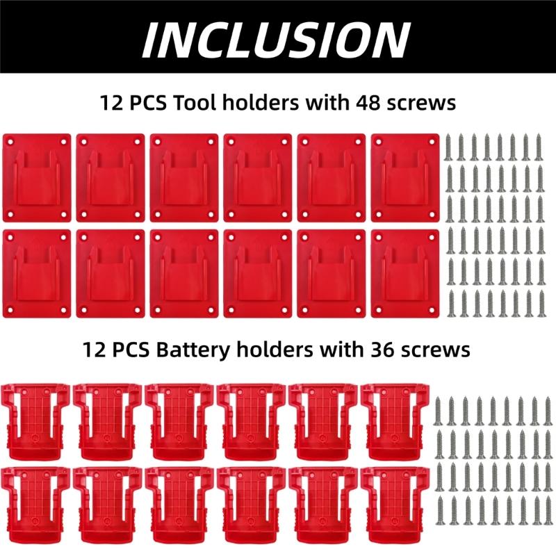 10PCS Universal Tool Holder and Battery Organizers Suitable for Series with Secure Mounting and Plastic Construction