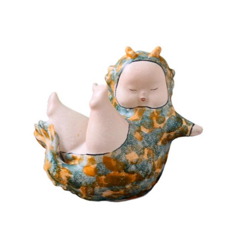 Artesanía de Cerámica Muñeca de Niña de Dibujos Animados Adornos de Escritorio Estilo Retro Chino Bebé de Cerámica Hecho a Mano Accesorios de Decoración para el Hogar
