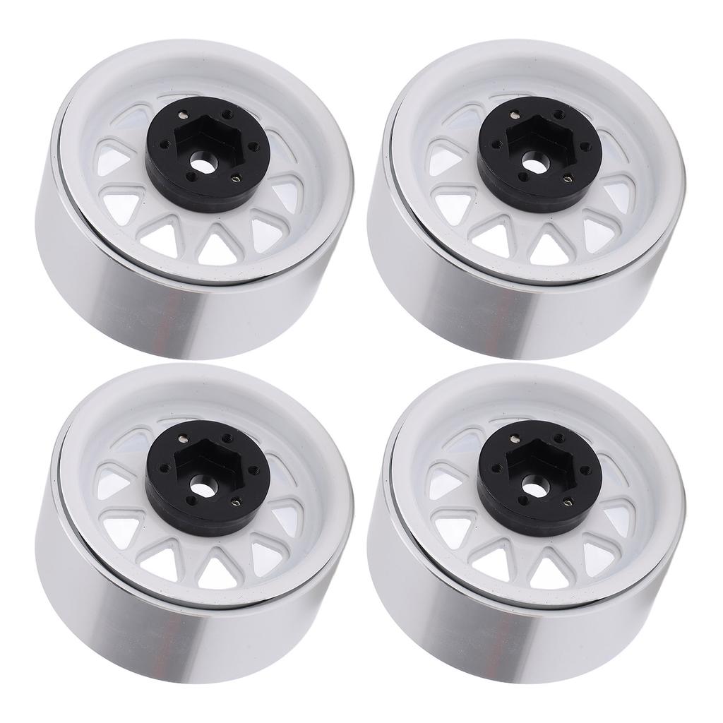 4pcs Metal 1.9 Inch Wheel Rims 10 Triangle Hole Hub for AXIAL SCX10 110 RC Climbing CarWhite