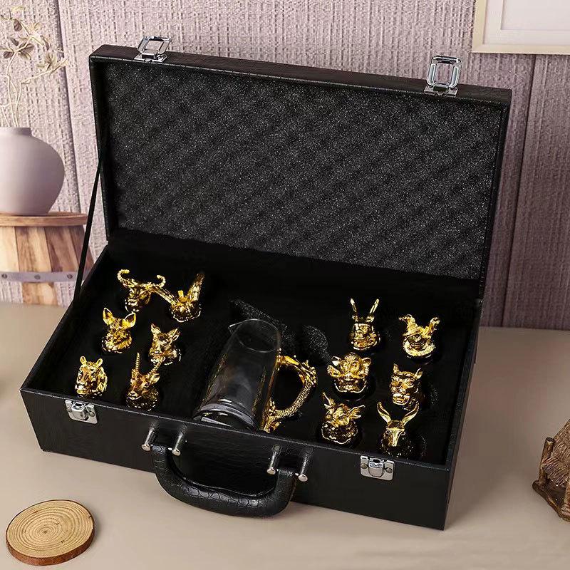 Twelve Zodiac Lead-Free Crystal Baijiu Cup Set