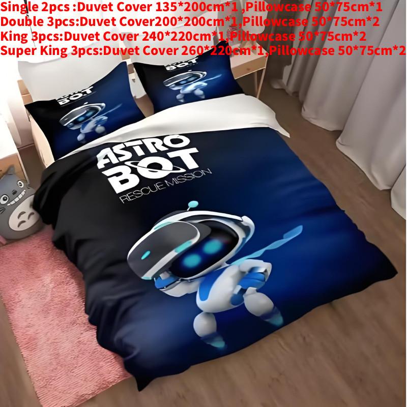 Cartoon Bot Astro Bedding Duvet Cover Pillow Case Set Single Double Bedroom