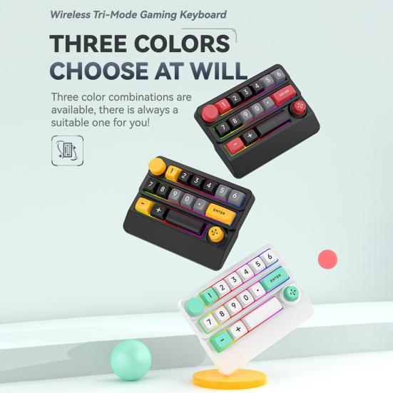 3 Modes Mini Wireless Keyboard with RGB Backlit Macro Programmable 15 Key Hot-swap DIY