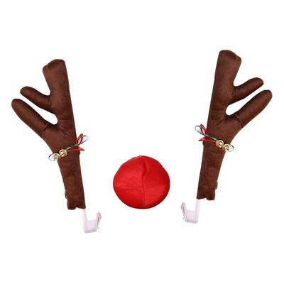 Rudolf Reindeer Antlers Car Horn Set For Christmas Decor Reindeer Antlers With Bell Shaped Ball Cart