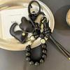 1Pcs Handbag Keychain New Imitation Pearl Cat Mobile Phone Chain Gift Hanging Ornament Pendant Women Girls