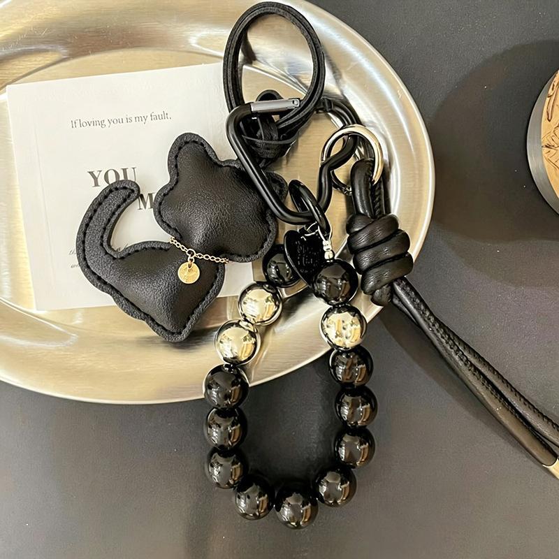 1Pcs Handbag Keychain New Imitation Pearl Cat Mobile Phone Chain Gift Hanging Ornament Pendant Women Girls