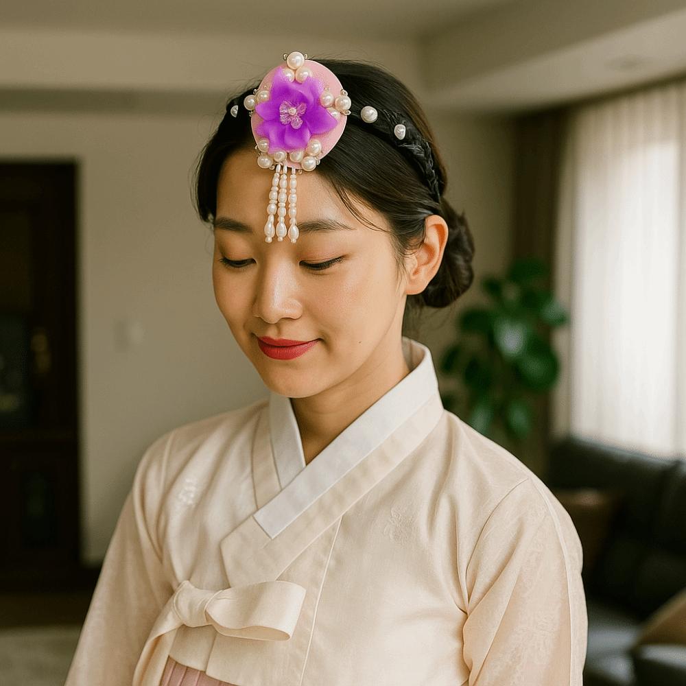 Quasten Koreanisches Stirnband Blume Bühnentanz Haarreif Retro Hanbok Haarband Damen