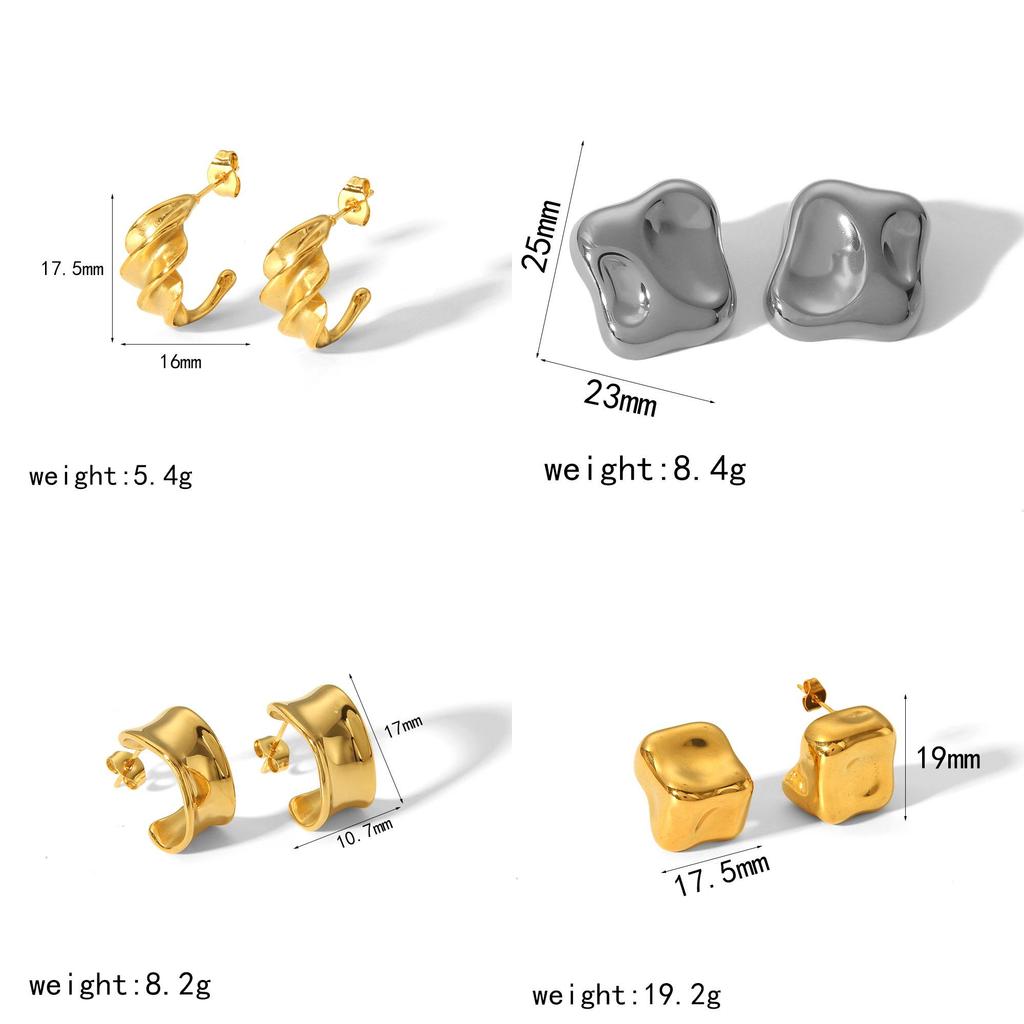 Brincos Minimalistas de Aço Para Mulheres Com Design Geométrico Dobrado Perfeitos Para a Moda de Verão