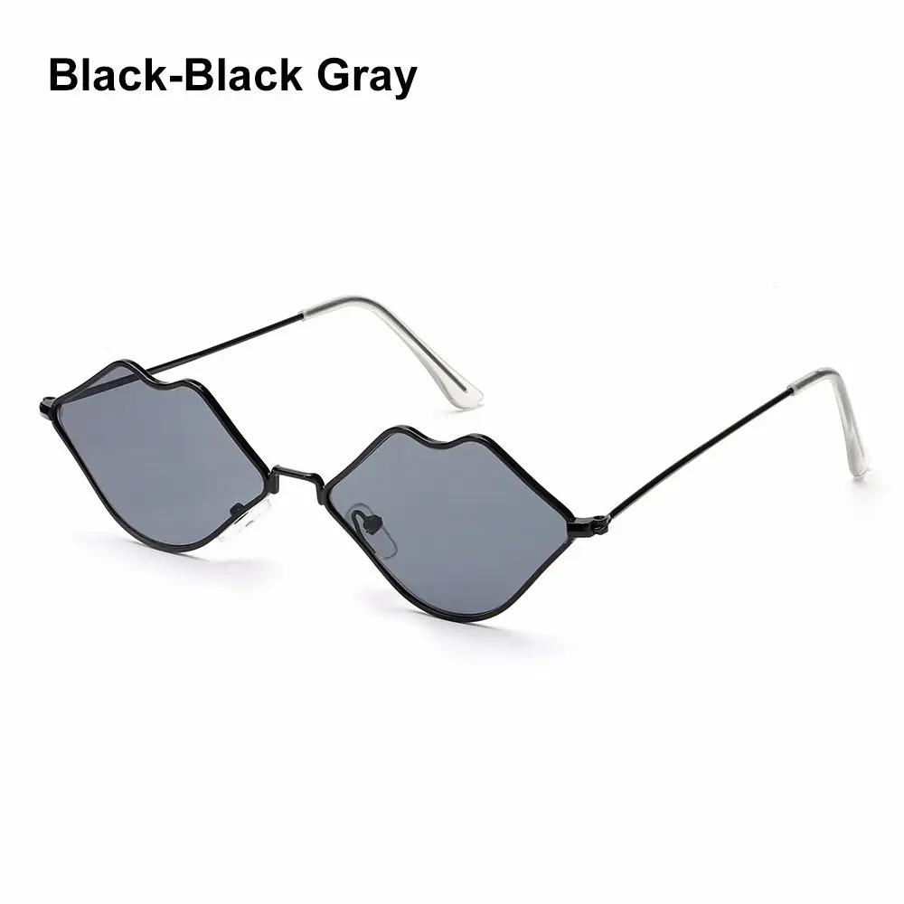 Sexy Hot Lips Shape Sunglasses Retro Small Frame Metal Sunglasses Fashion Ocean Lens Sunglasses For Men And Women