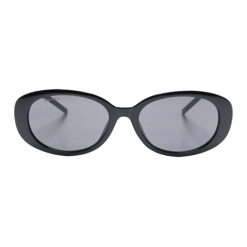 GUCCI Temple Logo PVC (polyvinyl chloride) Oval Sunglasses Men's Black