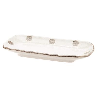 Mino Polka Dot White Karatsu Straw Serving Plate K52023 Ware, Style, Sandal-shaped