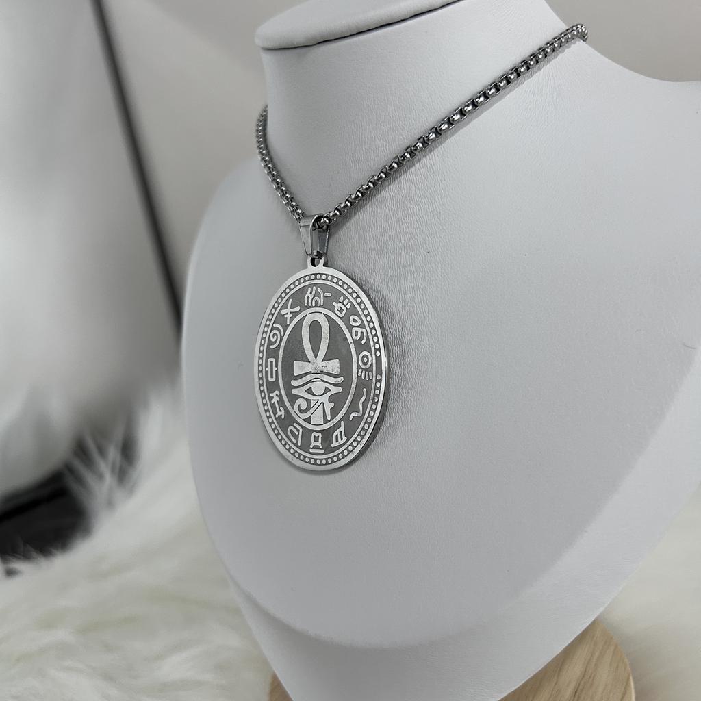 A stylish and simple cross life key Horus eye stainless steel necklace pendant jewelry