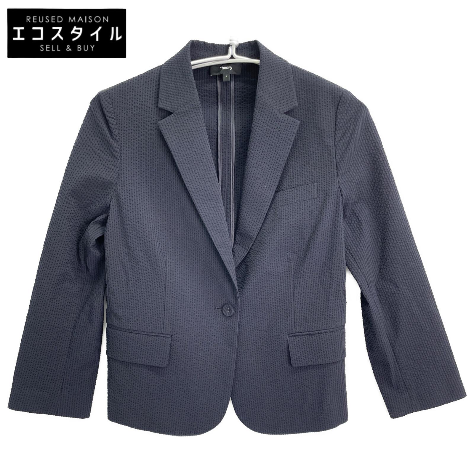 

Theory Navy Seer Suit Shrunken Blazer Jacket Jacket 2 NavyUsed