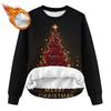 Women's Casual Fashion Round Neck Plus Velvet Thickened Christmas Print Sweatshirt
