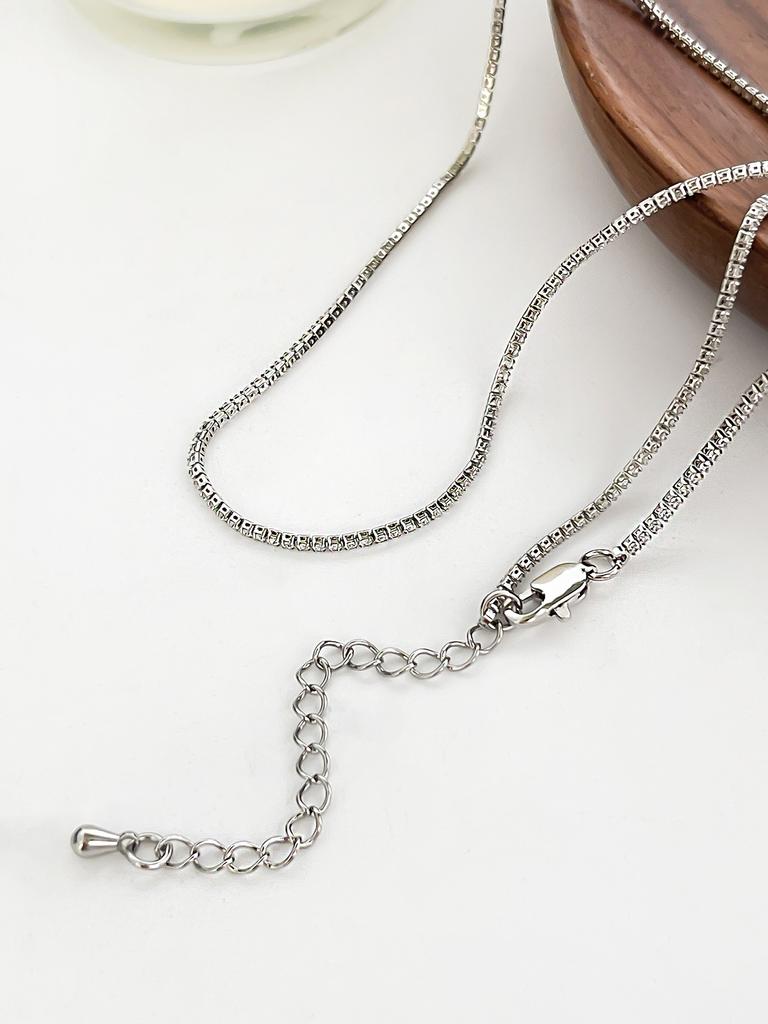 Peri'sBox 1mm Cubic Zirconia Chain Necklace Dainty Super Thin Tennis Choker Necklaces Jewelry for Women Donna Collane Hot
