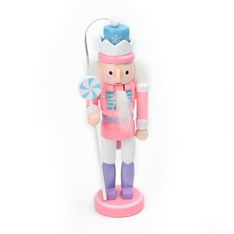 6pcs Festival Wood Soldier Figurines Holiday Nutcrackers Ornament in Soft Color for Creative Party Decoration