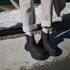 Krazing Pot  Cow Leather Wool Blend Winter Round Toe Platform Snow Boots Zipper Women Casual Keep Warm Ankle Boots