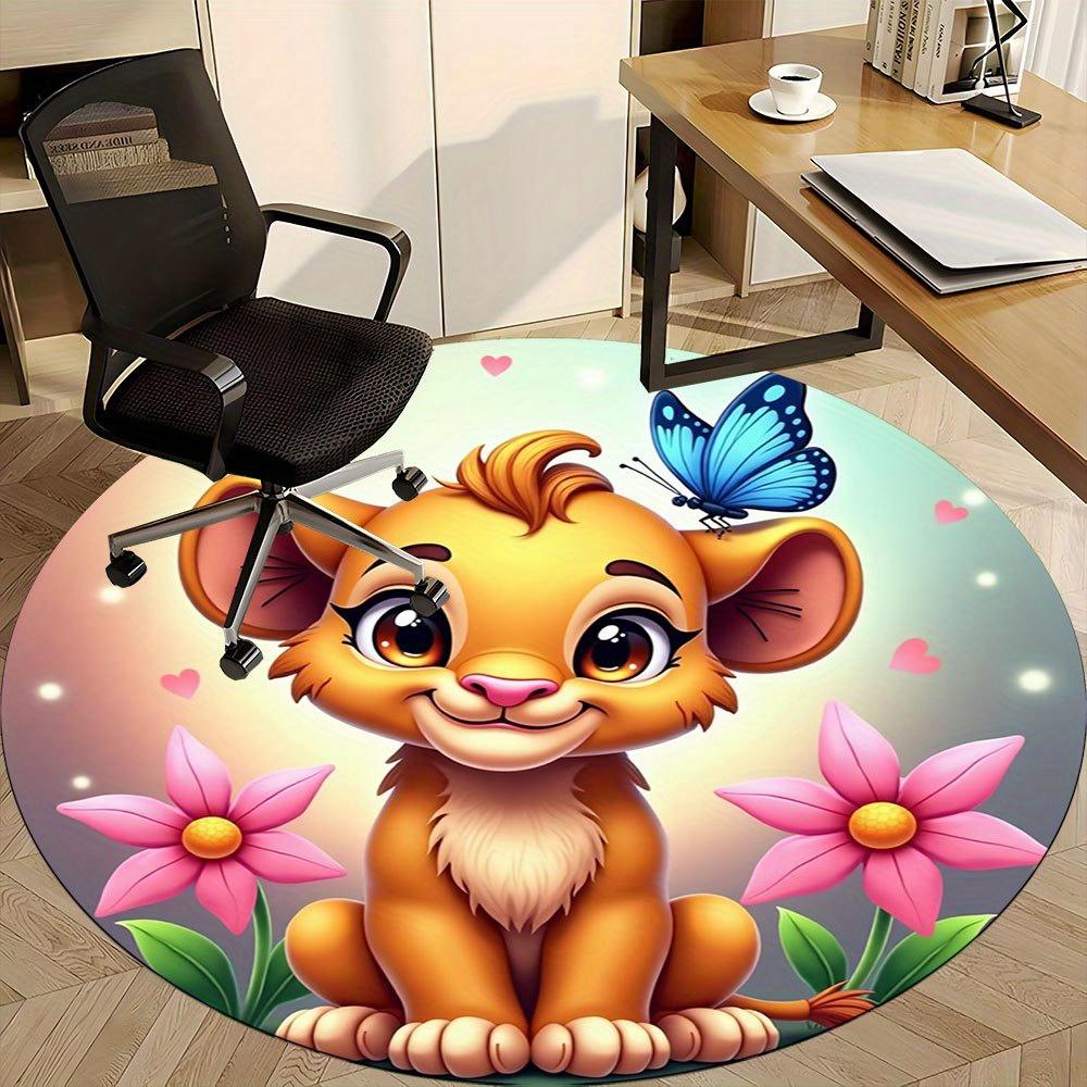 

1pc Adorable Cartoon Animal Design Round Rug - Perfect for Home Office Decor, Non-Slip Mat for Homes Room or Living Area, Ideal Gift Idea -C41159 80cm by 80cm