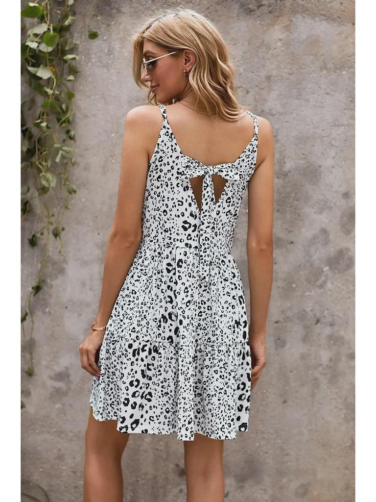 Women's Sexy Leopard Print Slim A-Line Suspender Dress