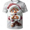 Christmas  Round Neck T-shirt 3D Cute Christmas Elf Print Outdoor Christmas Gift Party Daily Casual Short Sleeve