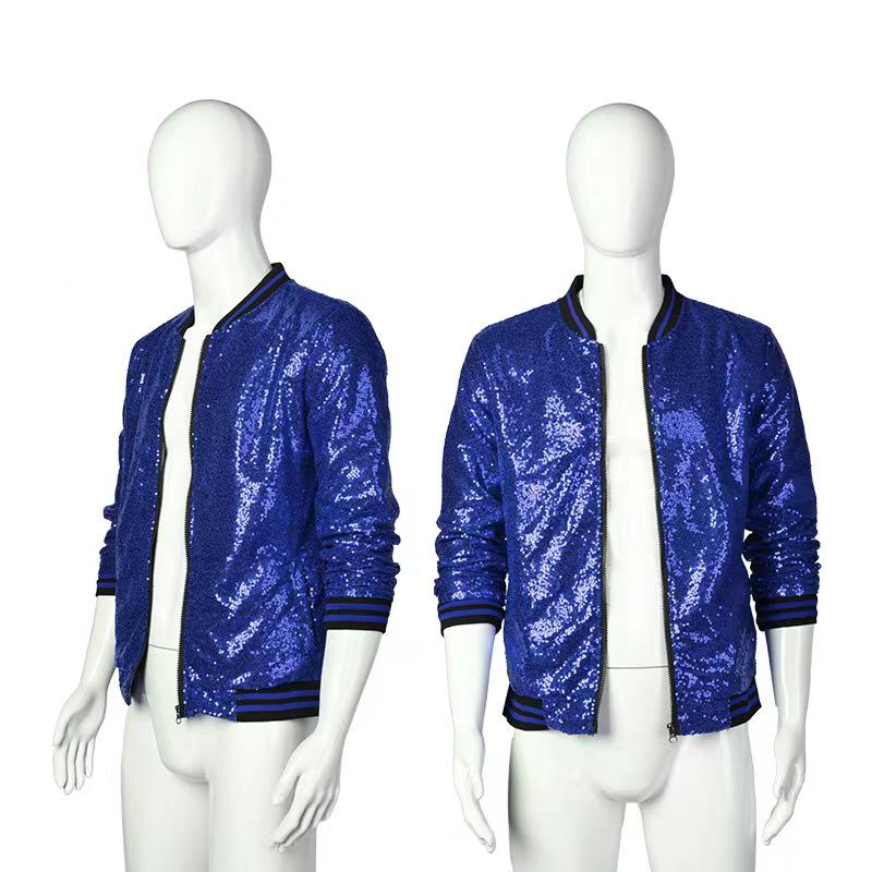 Men's Plus Size Sequin Dancewear Zip Cardigan Jacket - Bestseller