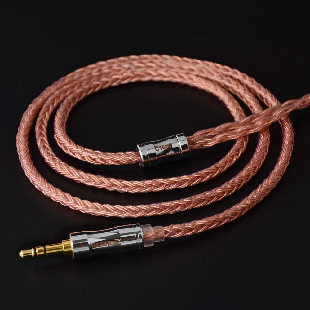 NICEHCK Earphone OFC QDC 2Pin to Carbon Fiber Plug with Metal Upgrade DIY Earphone Improved Sound Premium Replacement Cable for QDC Earphones QDC