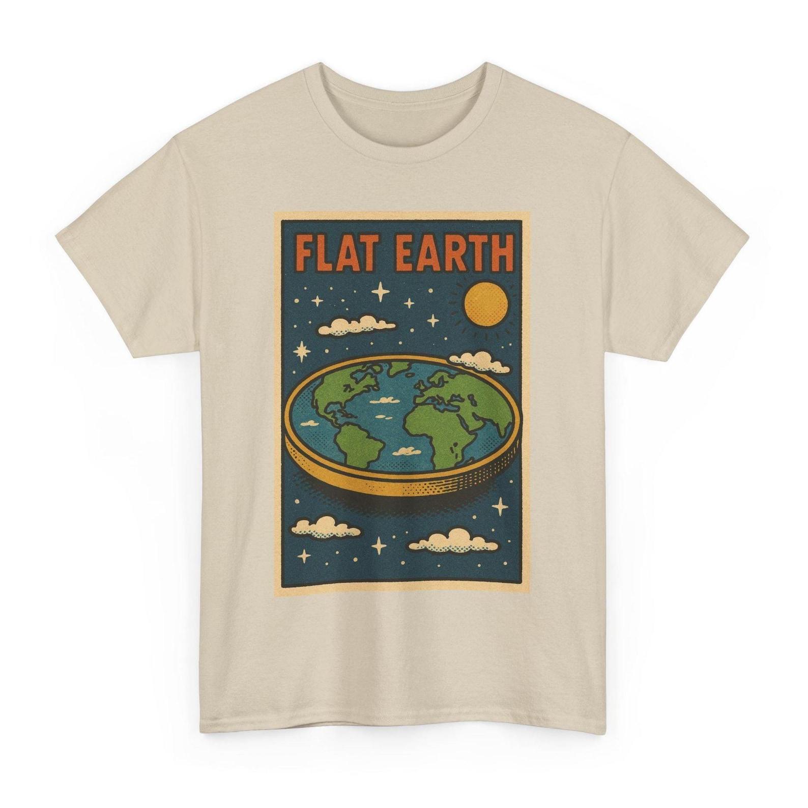 Flat Earth T-Shirt: Retro Comic Conspiracy Theory Tee XL