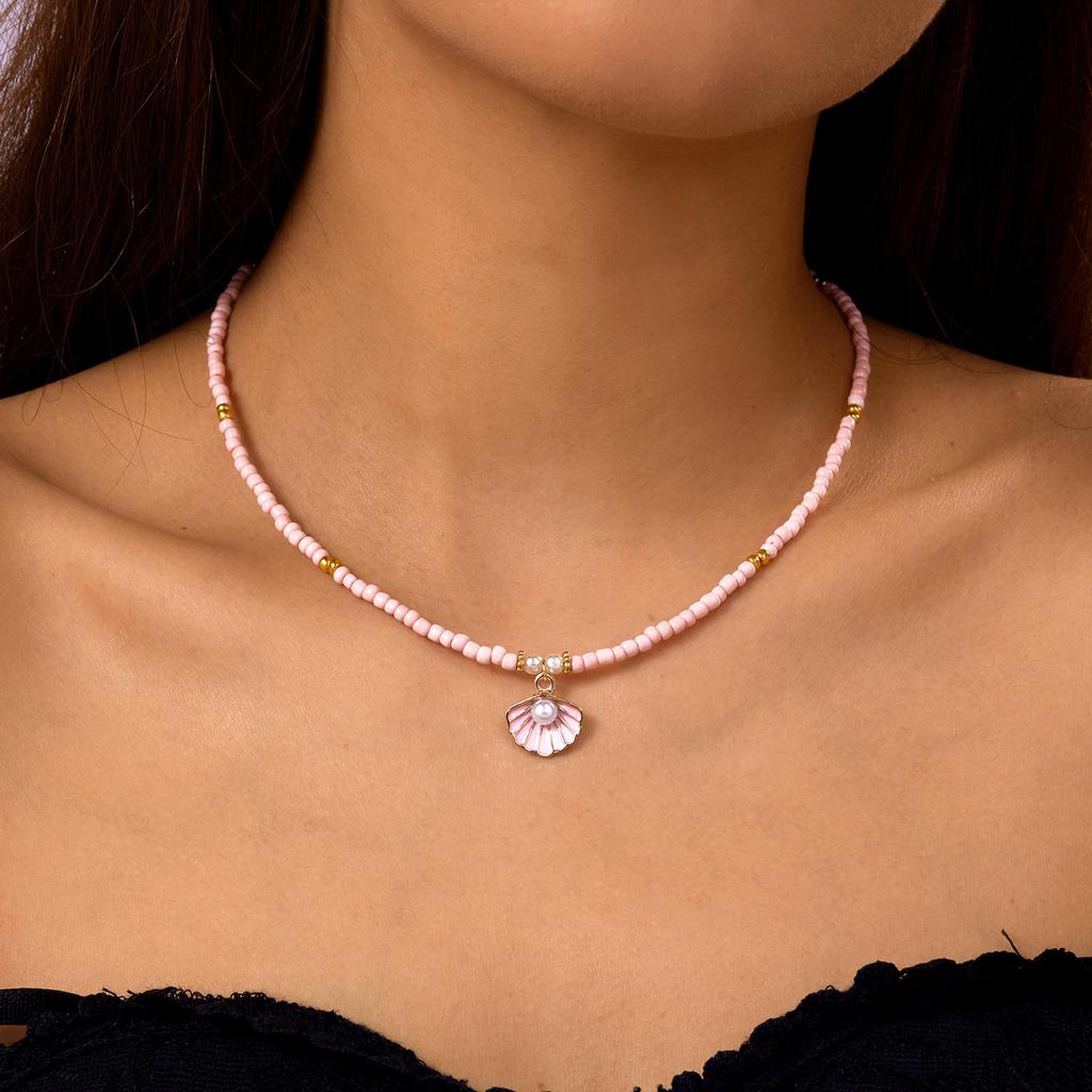 Vintage doppellagige Reiskörner Halskette für Damen Boho Strand Schildkröte Seestern Anhänger Kurzer Choker Halskette Schmuck Zubehör