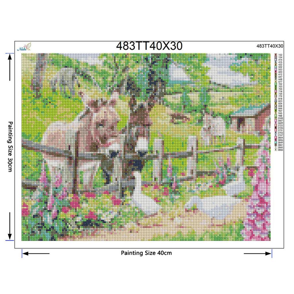 Embroidery Donkey and Goose Diamond Painting Cross Stitch Needlework Diamond Rhinestone Home Decor
