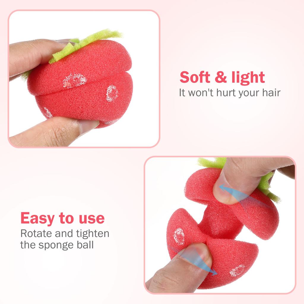12 PCS Strawberry Hair Curl Sponge Styling Tool Rollers Curly Women Curler Women's