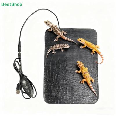 Reptile Heating Pad with Timer - Adjustable Temperature PU Leather Mat for Lizards & Scorpions
